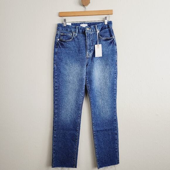NEW Good American Good Classic Raw Hem High Waisted Slim Jean
